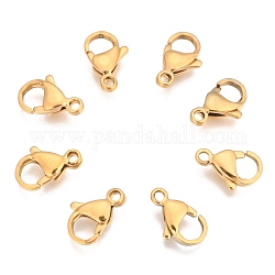 304 Stainless Steel Lobster Claw Clasps, Golden, 13x8x4mm, Hole: 1.8mm
