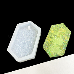 Imitation Embedded Rhinestone Hexagon Pendant Silicone Molds, Resin Casting Molds, for UV Resin & Epoxy Resin Jewelry Making, White, 76x46x15mm, Hole: 4mm, Inner Diameter: 66x35mm