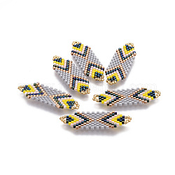 Enlaces de cuentas de semillas japonesas hechas a mano de miyuki & toho, patrón de telar, colorido, 35~36.5x12.5x2mm, agujero: 2x3 mm