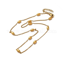Placage ionique (ip) 304 colliers de chaîne gourmette en acier inoxydable, colliers de perles ovales pour femmes, or, 15.75 pouce (40 cm)