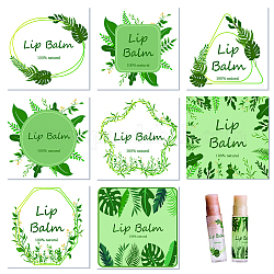 CRASPIRE Lip Balm Labels 80pcs Homemade Lip Balm Labels 2” Clear Lip Balm Labels for Tubes Printable Waterproof Lip Balm Stickers Labels for Lip Balm Handcream Candle Container（Leaves-White Green）