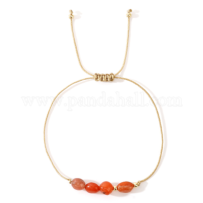 Bracelets de perle tressés en cornaline naturelle réglables&nbsp;DH2886-5-1