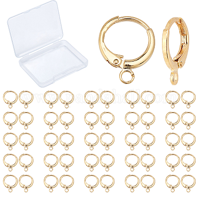 Wholesale CREATCABIN 1 Box 50Pcs Round Leverback Hooks 18K Real Gold Plated  Lever Back Brass French Ear Wires Hoops with Open Loop Hypoallergenic for  Man Women Styling Dangle Earring DIY Crafts Findings 