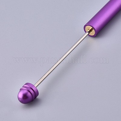 Plastic Beadable Pens, Shaft Black Ink Ballpoint Pen, for DIY Pen  Decoration, Purple, 157x10mm, The Middle Pole: 2mm