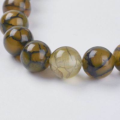 Wholesale 1 Strand coin Dragon Veins Agate Ball Loose Beads 15.5 in ET1695 environ 39.37 cm 