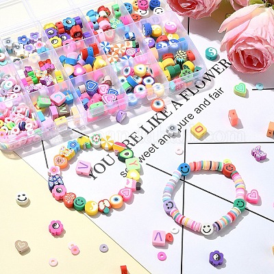 100 Perline A Forma Di Faccina Sorridente In Acrilico Rosa Con Corda Elastica - Fai Da Te Braccialetti E Gioielli