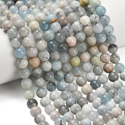 Natürliche Aquamarin Perlen Stränge&nbsp;G-F591-29A-8mm-02-1