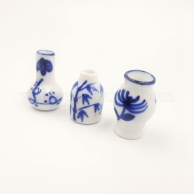 青と白の磁器花瓶ミニチュア装飾品 マイクロランドスケープガーデン