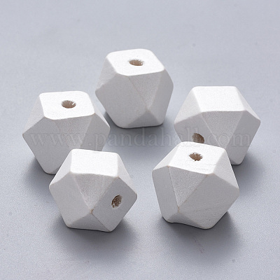 Perles de bois naturel peintes&nbsp;WOOD-Q040-020B-B03-1
