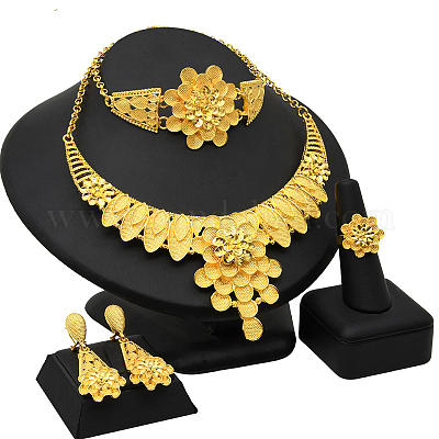 Collane con pendenti in lega e orecchini pendenti con borchie e anelli e set di bracciali a maglie&nbsp;WG80561-02-1