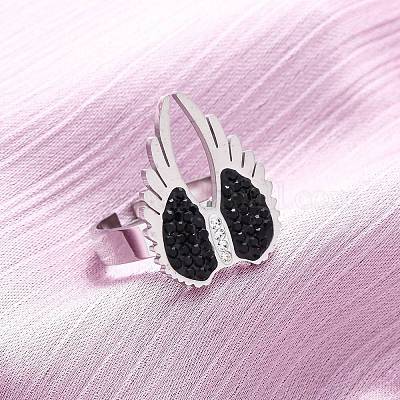 304 Edelstahl mit Strass-Fingerringen&nbsp;RJEW-Q020-17P-1