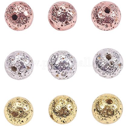 Electroplated Natural Lava Rock Beads G-PH0034-26-1