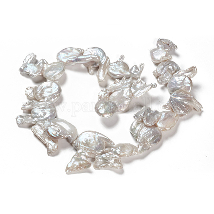 Fili di perle di keshi di perle barocche naturali PEAR-T001-04-1