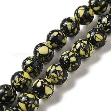 Brins de perles teintes en pierres précieuses synthétiques G-P507-03B-04-1