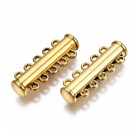 5-Strands Brass Magnetic Slide Lock Clasps KK-Q740-18G-1