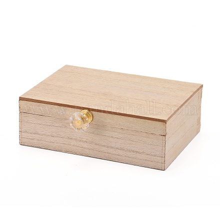 Rectángulo señor y señora madera rústica boda doble anillo caja OBOX-K002-01-1