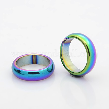 非磁性の合成ヘマタイトワイドバンドリングを電気めっき  虹メッキ  17mm RJEW-J006A-04-1