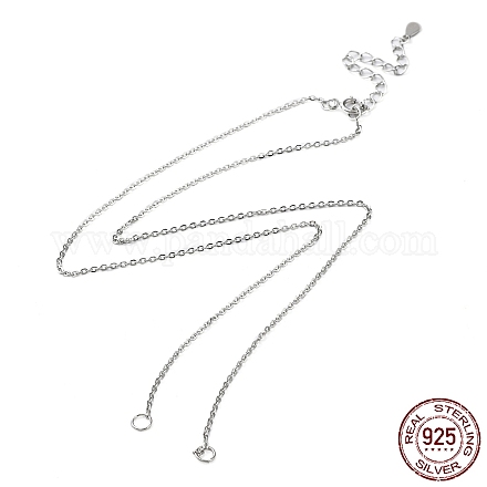 Piezas de collar de cadenas tipo cable de plata de ley 925 chapadas en rodio STER-B001-01P-1