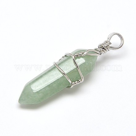 Faceted Bullet Natural Green Aventurine Double Terminated Pointed Pendants G-J260-B01-1