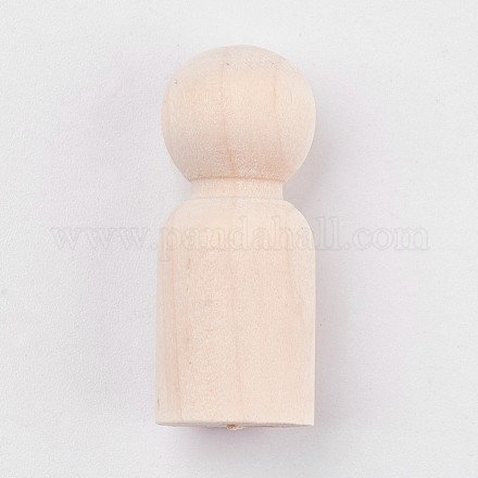 未完成の木製の男性のペグ人形、人々の体  子供の絵のため  DIY工芸品  ソリッド  ハード  アンティークホワイト  33x13mm DIY-WH0059-09A-1