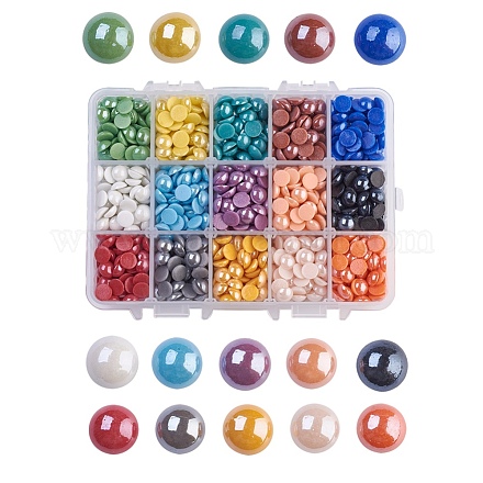 15 colores cabuchones de porcelana hechos a mano chapados perlados PORC-JP0001-01-B-1