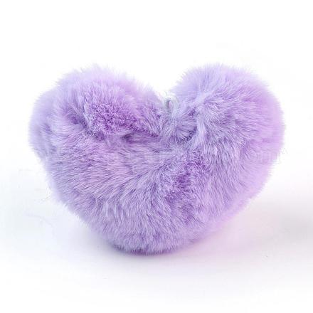 Handmade Faux Rabbit Fur Pom Pom Ball Covered Pendants WOVE-J001-04-1