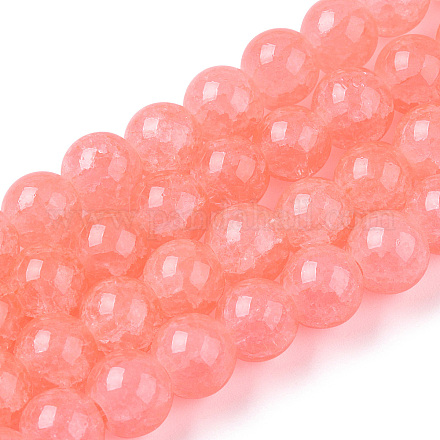 Chapelets de perles en verre craquelé peint DGLA-Q023-8mm-YS7-A-1