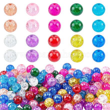 PH PandaHall 8mm Crackle Glass Beads for Jewelry Making Adults CCG-PH0003-10A-1