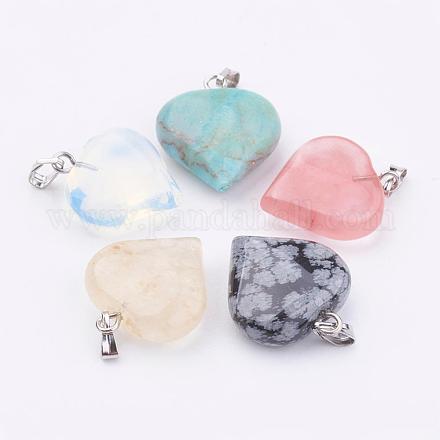 Pendentifs coeur de pierre gemme X-G-D194-4-1