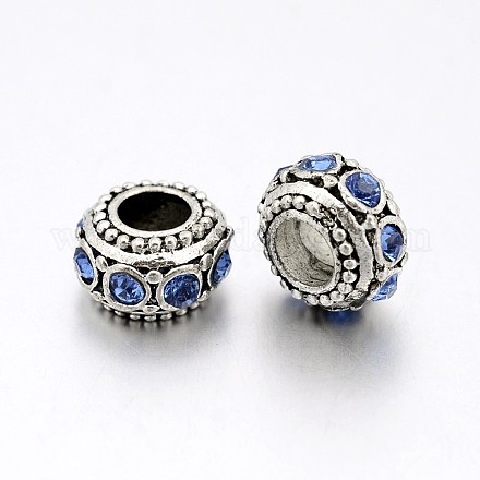Antique Silver Plated Alloy Rhinestone Beads RB-J503-04AS-1