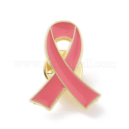 Broche en émail ruban rose de sensibilisation au cancer du sein JEWB-C014-01G-1