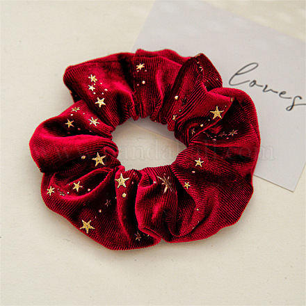 Solid Color with Star Cloth Ponytail Scrunchy Hair Ties PW-WG29086-05-1