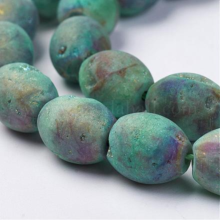 Chapelets de perles en agate de géode naturelle druzy électrolytique G-P251-F01-1