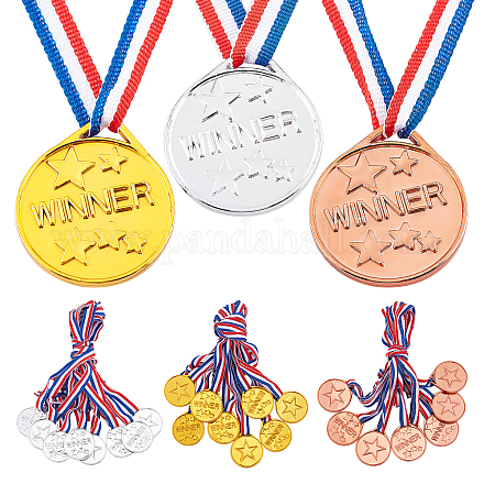 24pcs 3 colores deportes de plástico se encuentran con medallas NJEW-CN0001-01-1