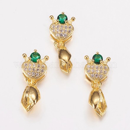 Long-Lasting Plated Brass Micro Pave Cubic Zirconia Ice Pick Pinch Bails ZIRC-F069-08C-G-1