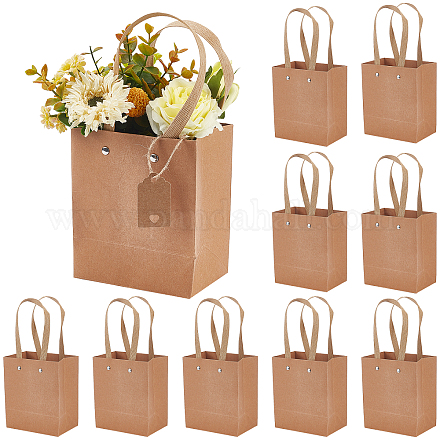 NBEADS 10 Pcs Kraft Paper Flower Bags with Handle CARB-NB0001-07-1