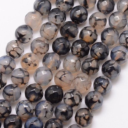 Chapelets de perles en agate veine de dragon naturelle G-K166-07F-8mm-04-1