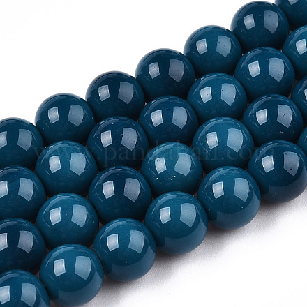 Chapelets de perles en verre opaque de couleur unie GLAA-T032-P10mm-14-1