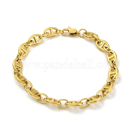 Ion Plating(IP) 304 Stainless Steel Oval Link Chain Bracelets BJEW-D030-11B-G-1
