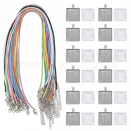 DIY 20pcs quadratische Anhänger Halskette Kits DIY-ZZ0001-03-1