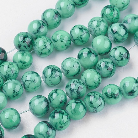 Spray Painted Glass Bead Strands GLAD-S075-8mm-32-1