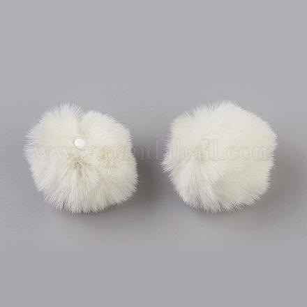 Colgantes cubiertos de bola de pompón de piel de conejo de imitación hecha a mano WOVE-F021-A18-1