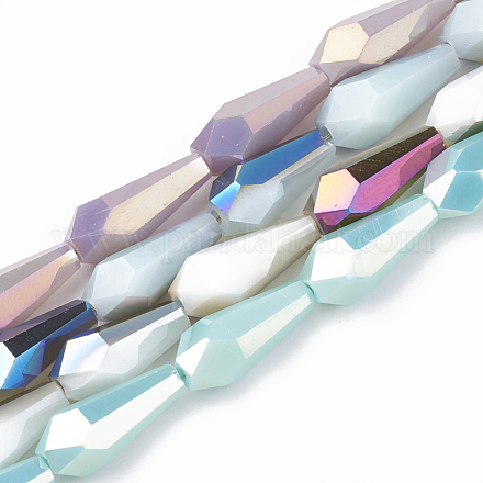 Electroplate Opaque Solid Color Glass Beads Strands EGLA-T008-12-M-1