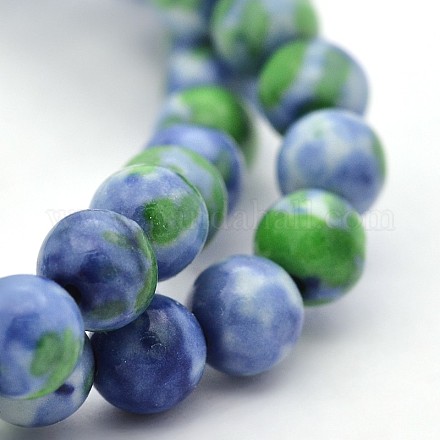 Chapelets de perle ronde en jade d'un océan blanc synthétique G-M165-10mm-13-1