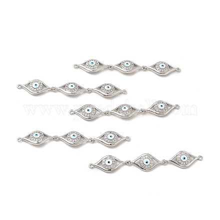 Brass Micro Pave Clear Cubic Zirconia Connector Charms KK-E068-VB395-1-1