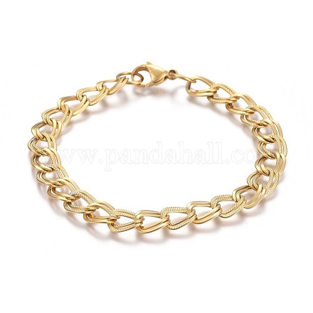 Placage ionique (ip) 304 bracelets à chaîne à double maillons en acier inoxydable BJEW-L637-13-G-1