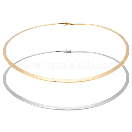 Unicraftale 2 個 2 色ステンレス鋼ワイヤーラップカラーネックレス低刺激性ネックレス金属オープンチョーカー分厚いネックレス女性のための NJEW-UN0001-34-1