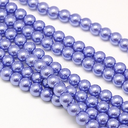 Fili di perle rotonde di perle di vetro tinto ecologico HY-A008-6mm-RB015-1