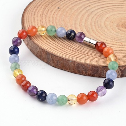 Chakra pierres précieuses naturelles bracelets de perles X-BJEW-JB02216-1