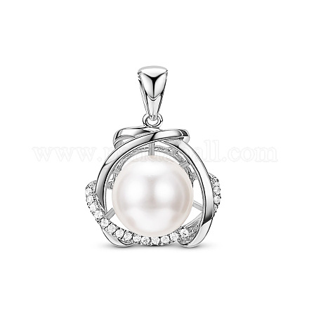 Blume Sterling Silber Micro Pave Zirkonia Anhänger STER-F020-02-1